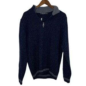 Daniele Blasi Size L NWT Navy Wool Blend Pullover Half Zip Sweater